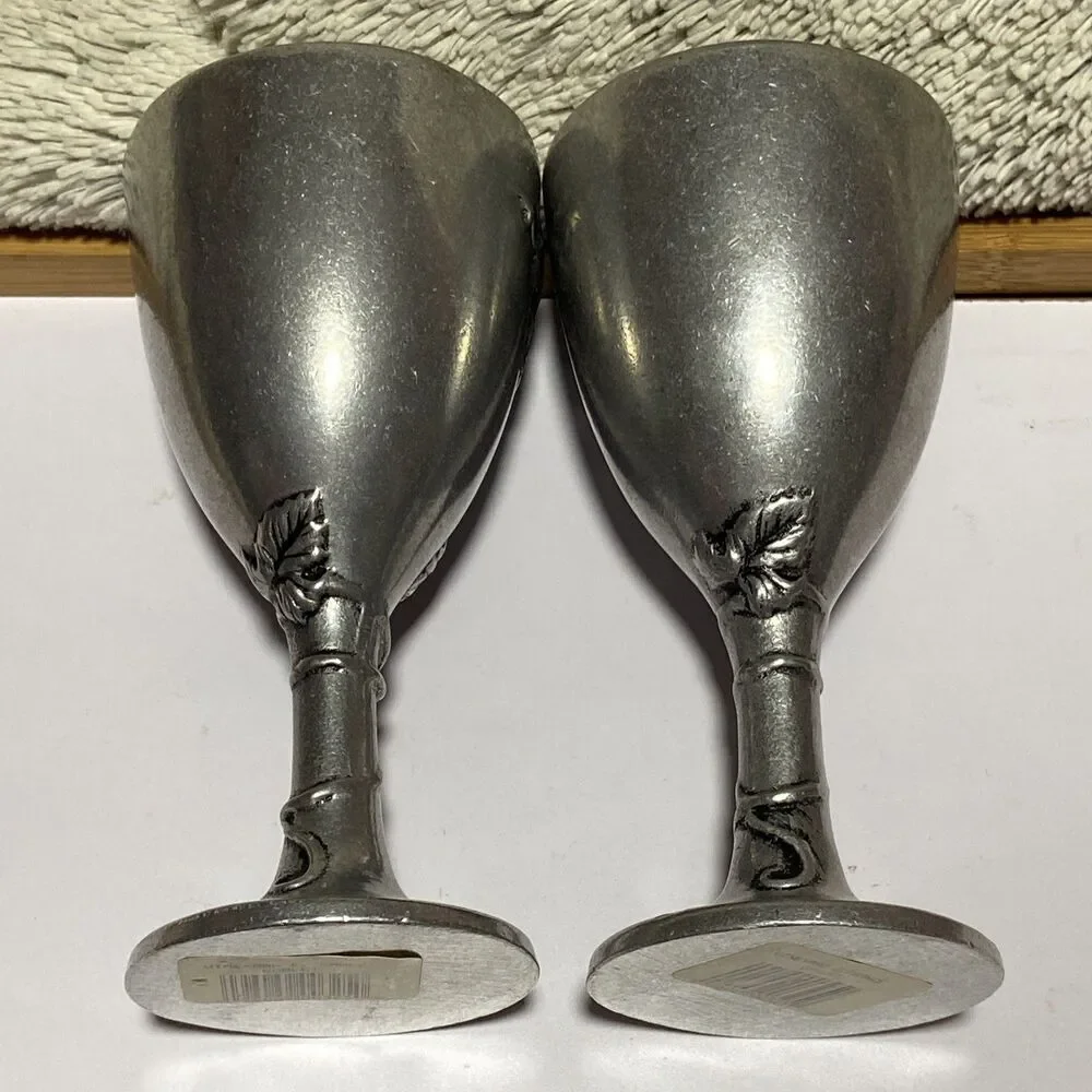 Set of 2 Goblets Vineyard Elegance renaissance ￼festival ￼vintage pewter new
